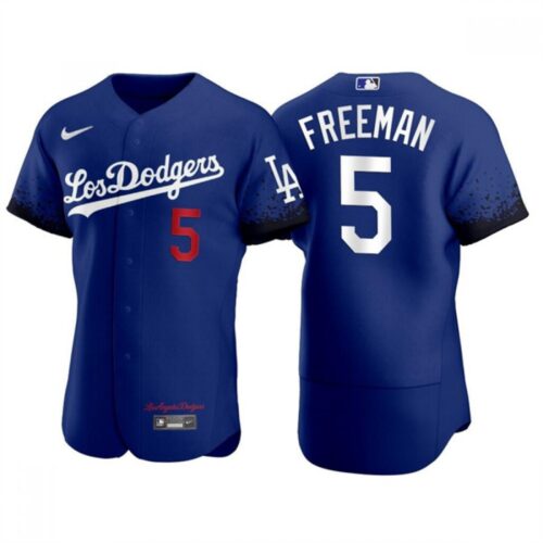 68631fac54cb3_1 Men's Los Angeles Dodgers #5 Freddie Freeman Royal City Connect Flex Base Stitched Jersey