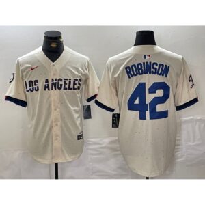 68631fbb6f07a_1 Men's Los Angeles Dodgers #42 Jackie Robinson Cream Stitched Baseball Jersey
