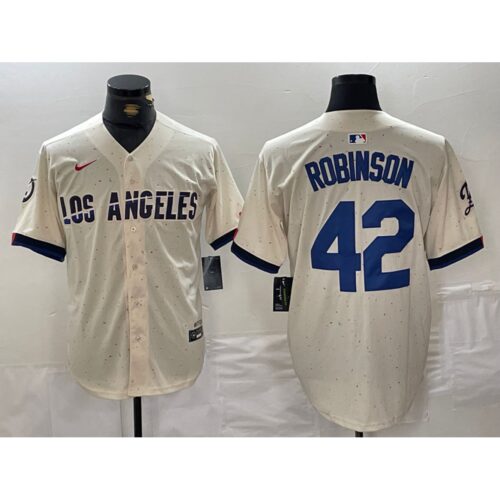 68631fbb6f07a_1 Men's Los Angeles Dodgers #42 Jackie Robinson Cream Stitched Baseball Jersey