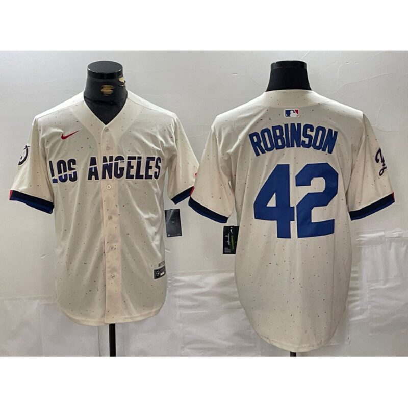 68631fbb6f07a_1 Men's Los Angeles Dodgers #42 Jackie Robinson Cream Stitched Baseball Jersey