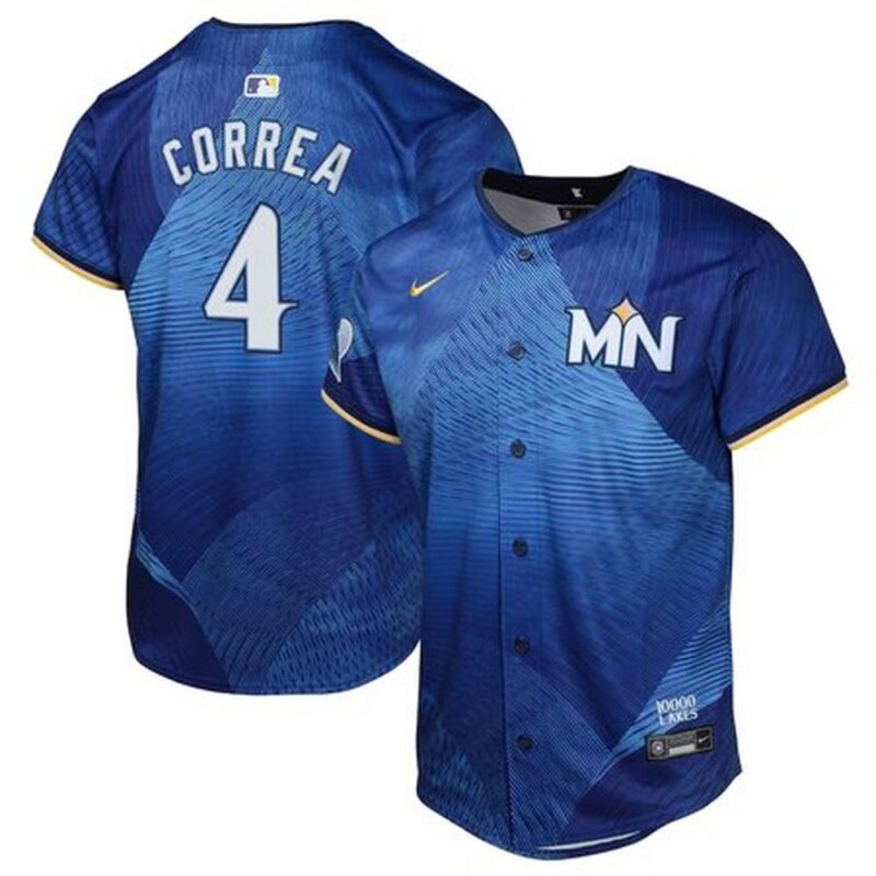 68631fd59d470_1 Youth Minnesota Twins #4 Carlos Correa Royal 2024 City Connect Limited Jersey