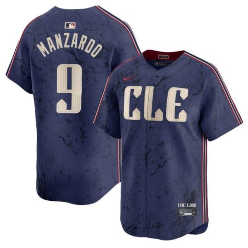 68631ffb0726c_1 Men's Cleveland Guardians #9 Kyle Manzardo Navy 2024 City Connect Limited Stitched Baseball Jersey
