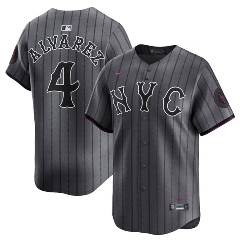68632025dfa9e_1 Youth New York Mets #4 Francisco Alvarez Graphite 2024 City Connect Limited Stitched Baseball Jersey