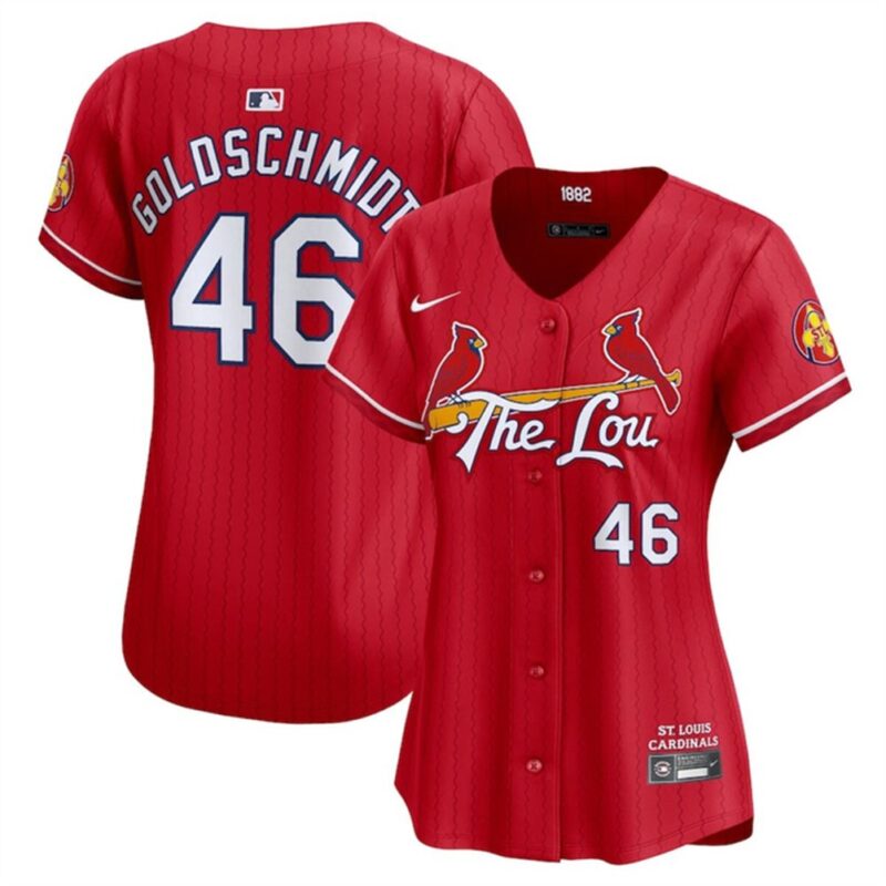 6863205a51f48_1 Women's St. Louis Cardinals #46 Paul Goldschmidt Red 2024 City Connect Limited Stitched Baseball Jersey(Run Small)