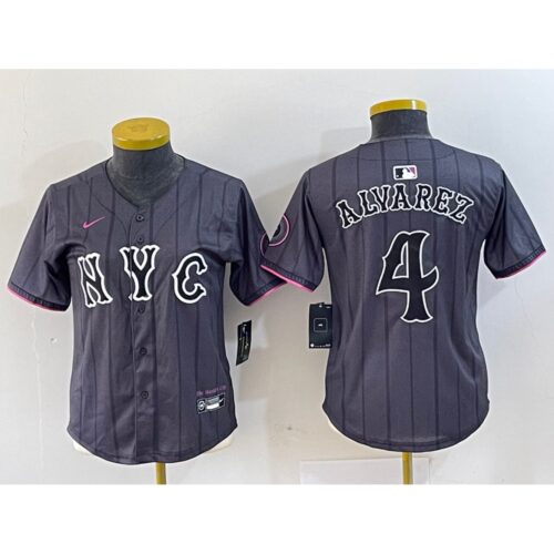 6863206186624_1 Women's New York Mets #4 Francisco Alvarez Graphite 2024 City Connect Limited Stitched Baseball Jersey(Run Small)