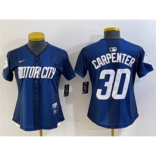 68632067196c6_1 Women's Detroit Tigers #30 Kerry Carpenter 2024 Navy City Connect Cool Base Limited Stitched Baseball Jersey(Run Small)