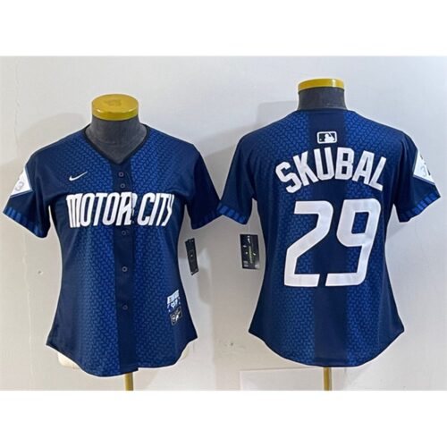 68632069f23ce_1 Women's Detroit Tigers #29 Tarik Skubal 2024 Navy City Connect Cool Base Limited Stitched Baseball Jersey(Run Small)