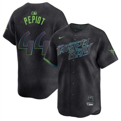 68632087b0c8f_1 Men's Tampa Bay Rays #44 Ryan Pepiot Charcoal 2024 City Connect Limited Stitched Baseball Jersey