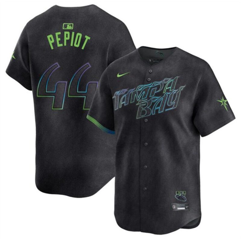 68632087b0c8f_1 Men's Tampa Bay Rays #44 Ryan Pepiot Charcoal 2024 City Connect Limited Stitched Baseball Jersey