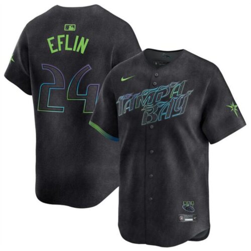 6863208aa74b7_1 Men's Tampa Bay Rays #24 Zach Eflin Charcoal 2024 City Connect Limited Stitched Baseball Jersey