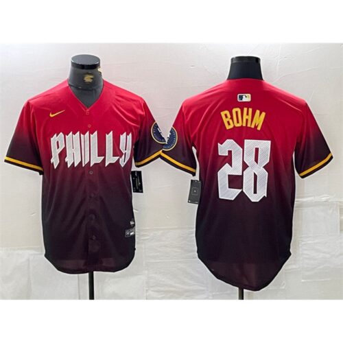 686320bbdeb44_1 Men's Philadelphia Phillies #28 Alec Bohm Red 2024 City Connect Limited Stitched Jersey