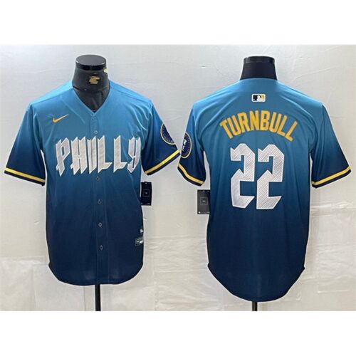 686320bf45e8e_1 Men's Philadelphia Phillies #22 Spencer Turnbull Blue 2024 City Connect Limited Stitched Jersey
