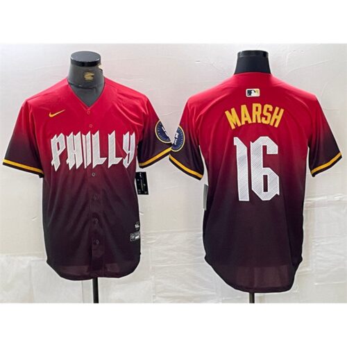 686320c633459_1 Men's Philadelphia Phillies #16 Brandon Marsh Red 2024 City Connect Limited Stitched Jersey