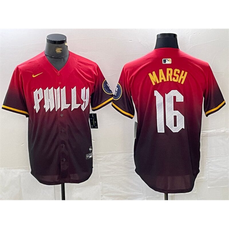 686320c633459_1 Men's Philadelphia Phillies #16 Brandon Marsh Red 2024 City Connect Limited Stitched Jersey