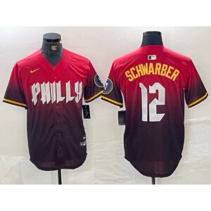 686320c9863be_1 Men's Philadelphia Phillies #12 Kyle Schwarber Red 2024 City Connect Limited Stitched Jersey