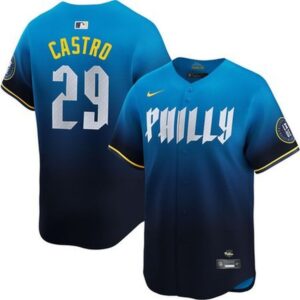 686320d9ba0e1_1 Men's Philadelphia Phillies #29 Rodolfo Castro Blue 2024 City Connect Limited Player Jersey