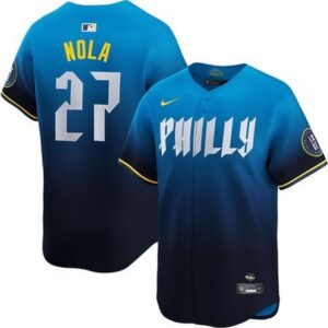686320dc9172c_1 Men's Philadelphia Phillies #27 Aaron Nola Blue 2024 City Connect Limited Player Jersey