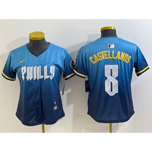 686320e1c8627_1 Youth Philadelphia Phillies #8 Nick Castellanos Blue 2024 City Connect Limited Stitched Baseball Jersey