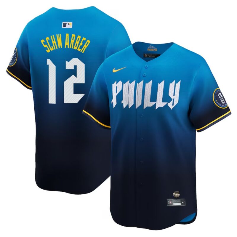 6863211f2f5f4_1 Men's Philadelphia Phillies #12 Kyle Schwarber Blue 2024 City Connect Limited Player Jersey