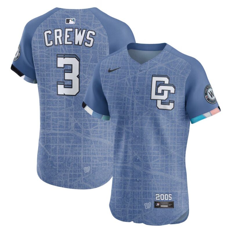 686321253720d_1 Men's Washington Nationals #3 Dylan Crews Nike Blue 2025 City Connect Elite Jersey