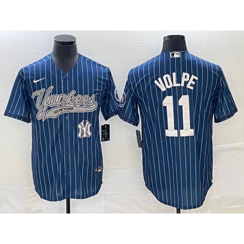 6863213069063_1 Men's New York Yankees #11 Anthony Volpe Navy With Patch Cool Base Stitched Baseball Jersey