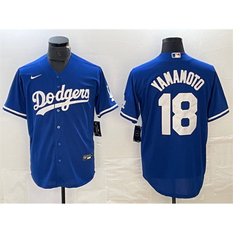 6863213c1a547_1 Men's Los Angeles Dodgers #18 Yoshinobu Yamamoto Blue Cool Base Stitched Jersey