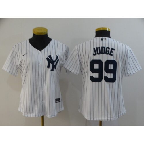 68632147b70a1_1 Women's New York Yankees #99 Aaron Judge White Cool Base Stitched MLB Jersey(Run Small)