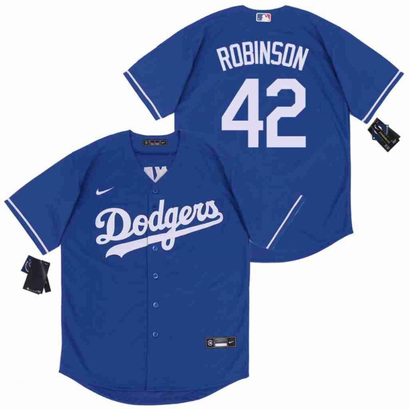 6863215080787_1 Men's Los Angeles Dodgers #42 Jackie Robinson Blue Cool Base Stitched Jersey
