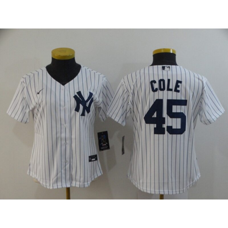 6863217cb83af_1 Women's New York Yankees #45 Gerrit Cole White Cool Base Stitched MLB Jersey(Run Small)