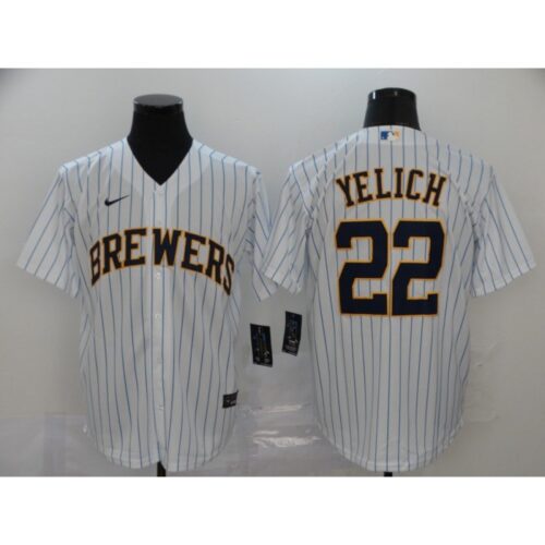 686321ab60532_1 Men's Milwaukee Brewers #22 Christian Yelich White Cool Base Stitched MLB Jersey