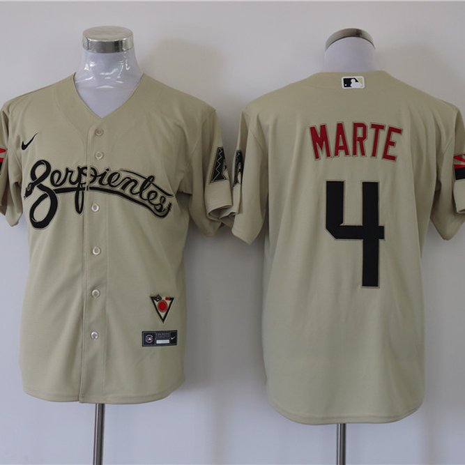 686321ae63440_1 Men's Arizona Diamondbacks #4 Ketel Marte Cream Cool Base Stitched Baseball Jersey