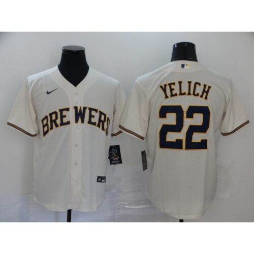 686321b10a75b_1 Men's Milwaukee Brewers #22 Christian Yelich White Cool Base Stitched MLB Jersey