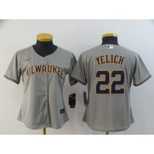 686321eb3ead8_1 Women's Milwaukee Brewers #22 Christian Yelich Grey Cool Base Stitched MLB Jersey(Run Small)