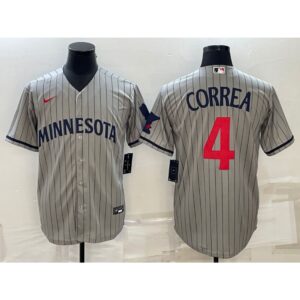6863220f5928e_1 Men's Minnesota Twins #4 Carlos Correa 2023 Grey Home Team Cool Base Stitched Jersey