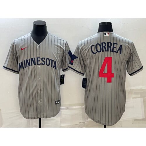 6863220f5928e_1 Men's Minnesota Twins #4 Carlos Correa 2023 Grey Home Team Cool Base Stitched Jersey