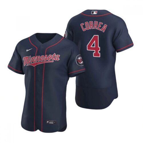 6863221546b5a_1 Men's Minnesota Twins #4 Carlos Correa Navy Flex Base Stitched Jersey
