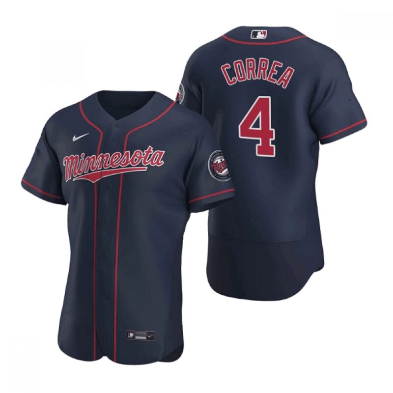 6863221546b5a_1 Men's Minnesota Twins #4 Carlos Correa Navy Flex Base Stitched Jersey