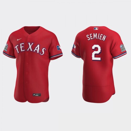 68632222ca745_1 Men's Texas Rangers #2 Marcus Semien Red Flex Base Stitched Jersey