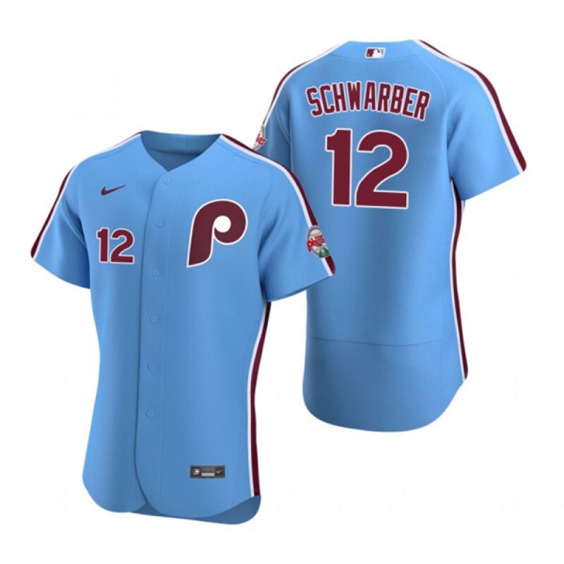 68632287a348c_1 Men's Philadelphia Phillies #12 Kyle Schwarber Blue Flex Base Stitched Baseball Jersey