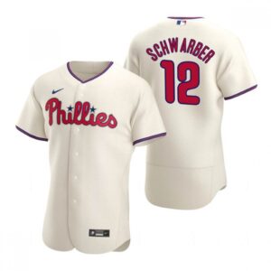 6863228ce8e84_1 Men's Philadelphia Phillies #12 Kyle Schwarber 2021 Cream Flex Base Stitched Baseball Jersey