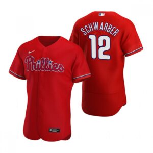 686322a22c396_1 Men's Philadelphia Phillies #12 Kyle Schwarber Red Flex Base Stitched Baseball Jersey