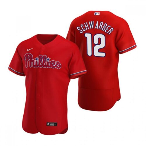 686322a22c396_1 Men's Philadelphia Phillies #12 Kyle Schwarber Red Flex Base Stitched Baseball Jersey