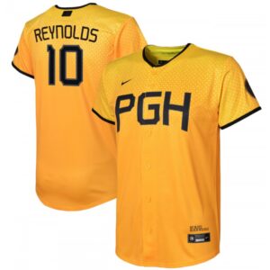 686322c020daa_1 Youth Pittsburgh Pirates #10 Bryan Reynolds Gold 2023 City Connect Stitched Jersey