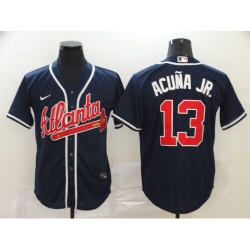 686322d945e47_1 Men's Atlanta Braves #13 Ronald Acuna Jr 2020 Navy Cool Base Stitched MLB Jersey
