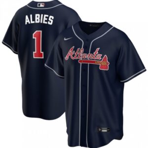 686322f3d6d91_1 Youth Atlanta Braves #1 Ozzie Albies Navy Cool Base Stitched Jersey
