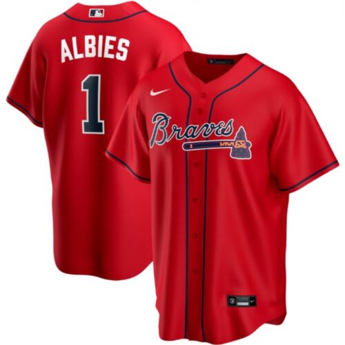 686322f649926_1 Youth Atlanta Braves #1 Ozzie Albies Red Cool Base Stitched Jersey