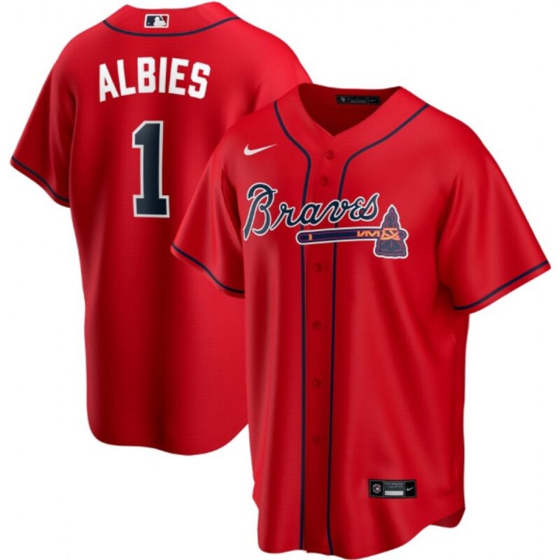 686322f649926_1 Youth Atlanta Braves #1 Ozzie Albies Red Cool Base Stitched Jersey