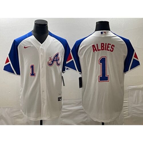 68632311cbf55_1 Men's Atlanta Braves #1 Ozzie Albies White 2023 City Connect Cool Base With Patch Stitched Baseball Jersey