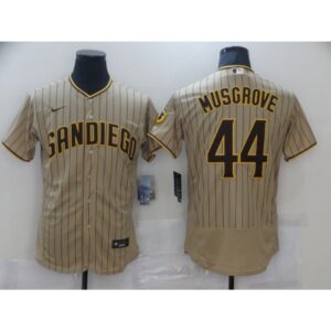 68632323a0d83_1 Men's San Diego Padres #44 Joe Musgrove Tan Brown Flex Base Stitched Jersey