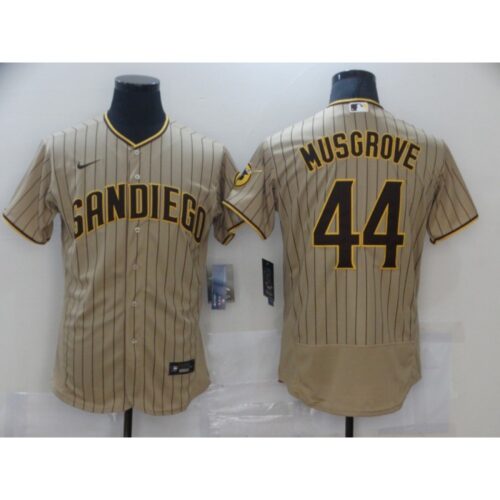 68632323a0d83_1 Men's San Diego Padres #44 Joe Musgrove Tan Brown Flex Base Stitched Jersey